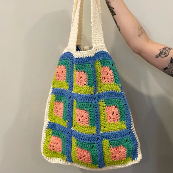 crochet granny square tote bag | 100% cotton - Picture 2 of 11